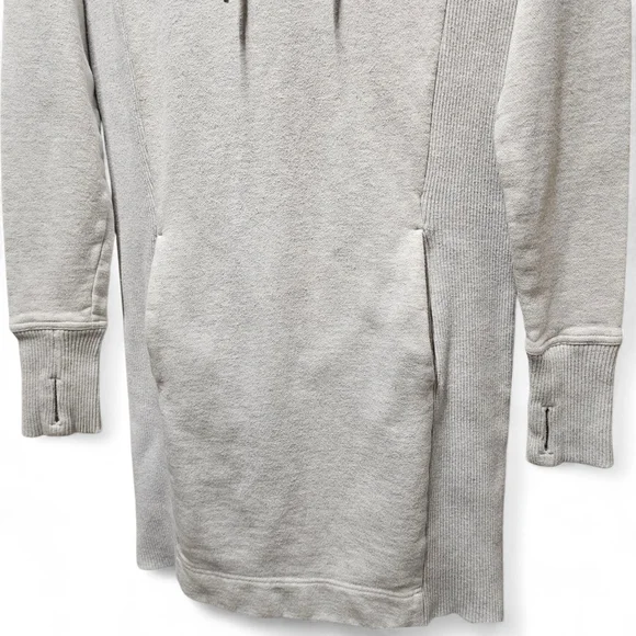 Athleta Hayes Long Sleeve Sweatshirt Hoodie Dress In Light Heather Gray - Picture 4 of 8